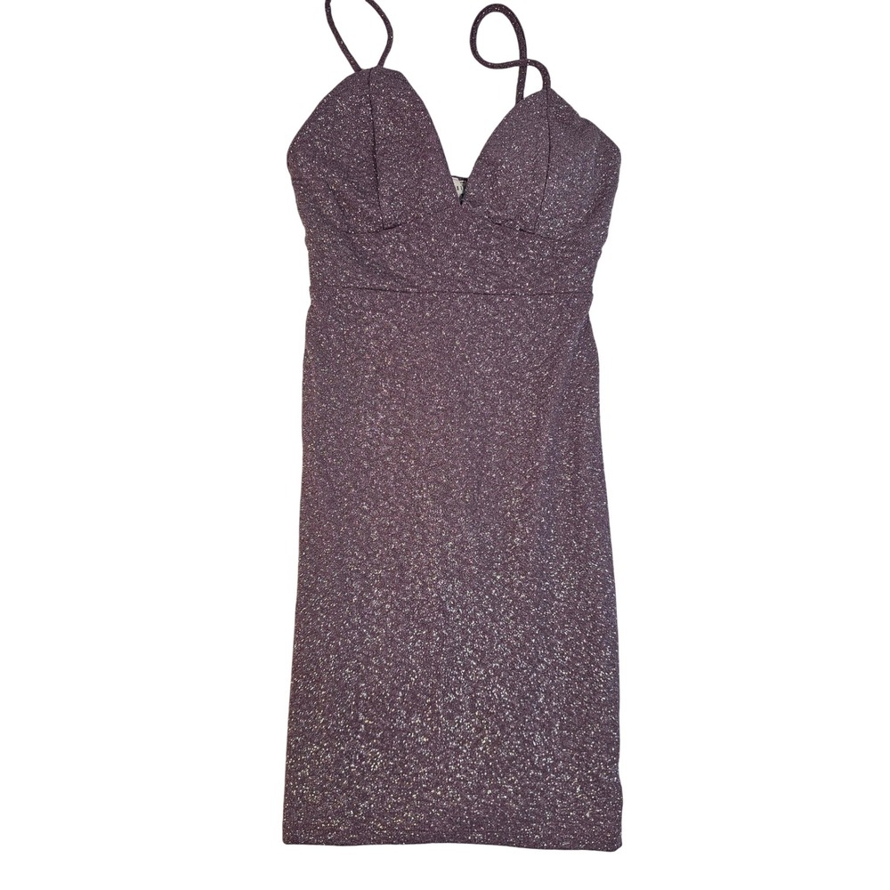 Studio‎ 1011 Mauve Purple Glitter Mini Dress Sweetheart Neckline Small D29334